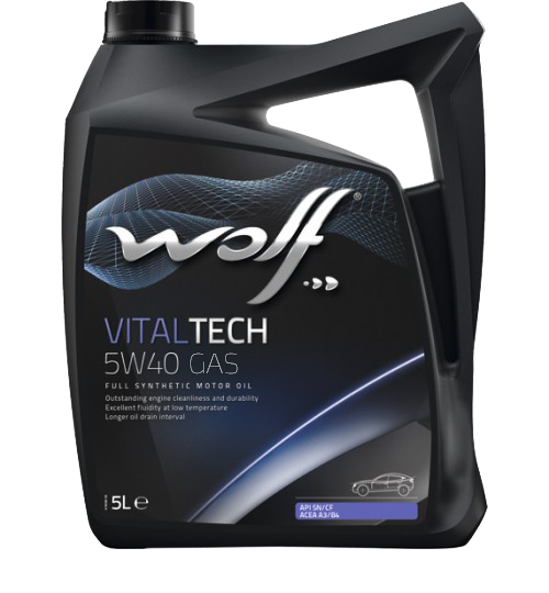 Моторное масло Wolf VitalTech 5W-40 GAS, 5л 